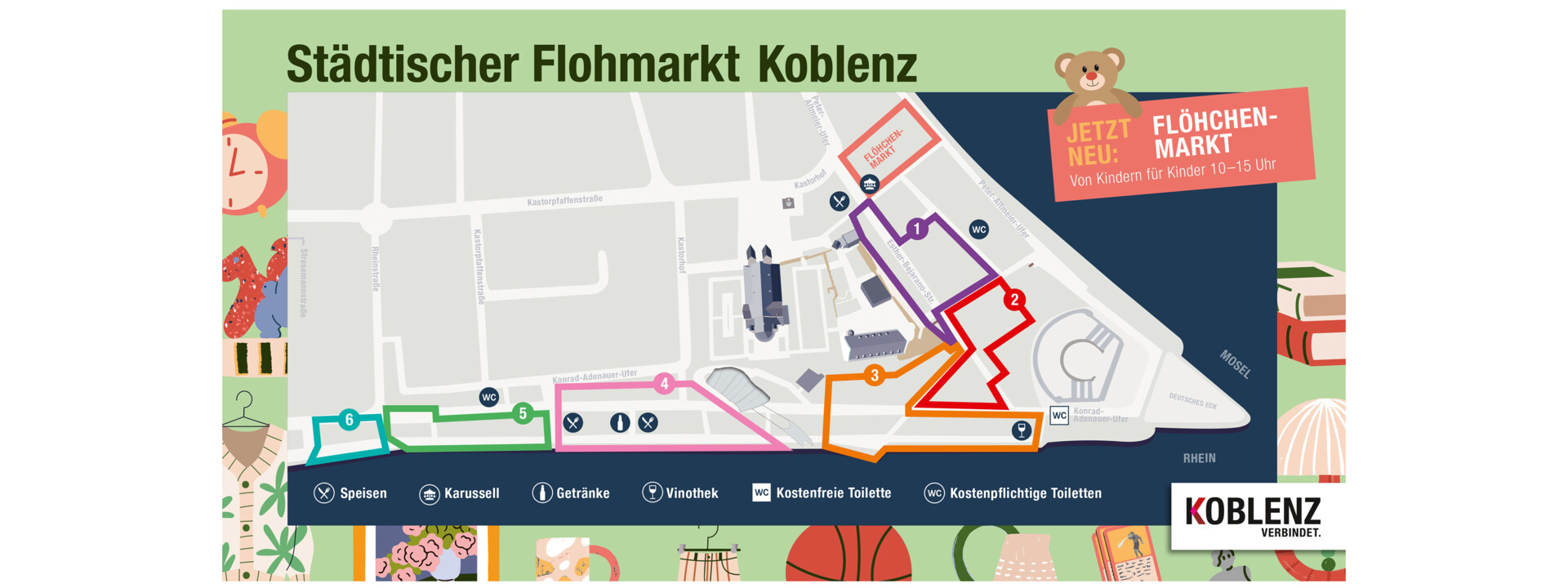 Geländeplan Flohmarkt Koblenz (Stand 26.06.2024) ©Koblenz-Touristik GmbH